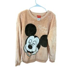 Disney Mickey Mouse Plush Fleece Sweatshirt Blush Pink Youth L 11–13